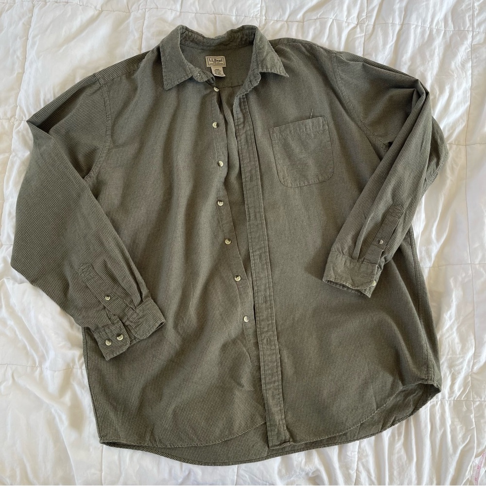 LLBean flannel XLT green